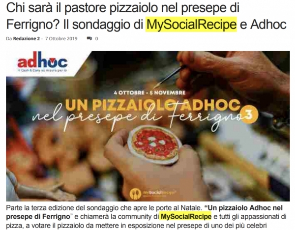 Chi sarà il pastore pizzaiolo nel presepe di Ferrigno? Il sondaggio di MySocialRecipe e Adhoc