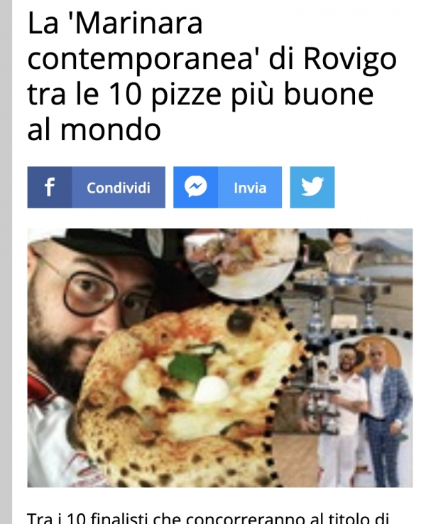 La 'Marinara contemporanea' di Rovigo tra le 10 pizze più buone al mondo