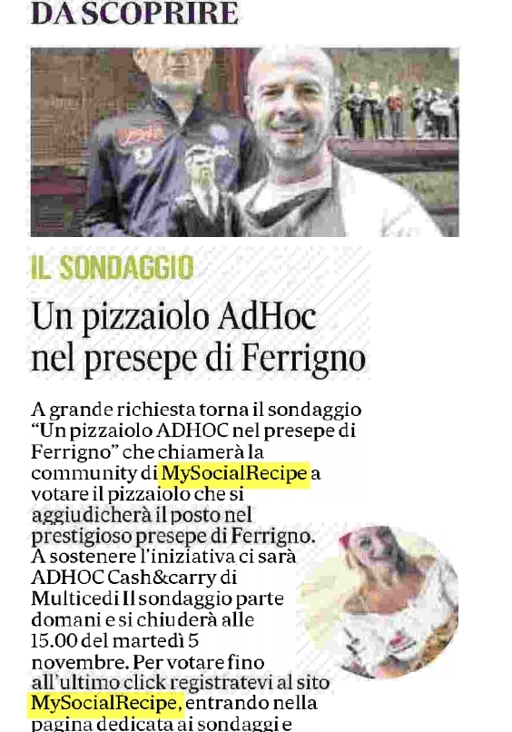 Un pizzaiolo  nel presepe  di Ferrigno Sondaggio Adhoc  Cash & Carry