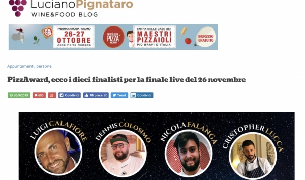 PizzAward, ecco i dieci finalisti per la finale live del 26 novembre