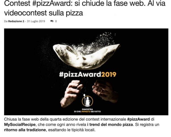 Contest #pizzAward: si chiude la fase web. Al via videocontest sulla pizza