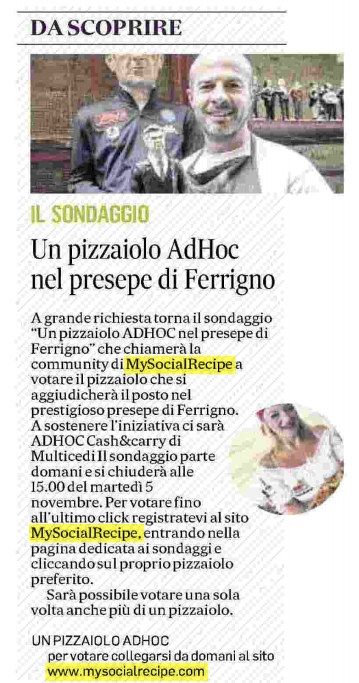 Un pizzaiolo AdHoc nel presepe di Ferrigno