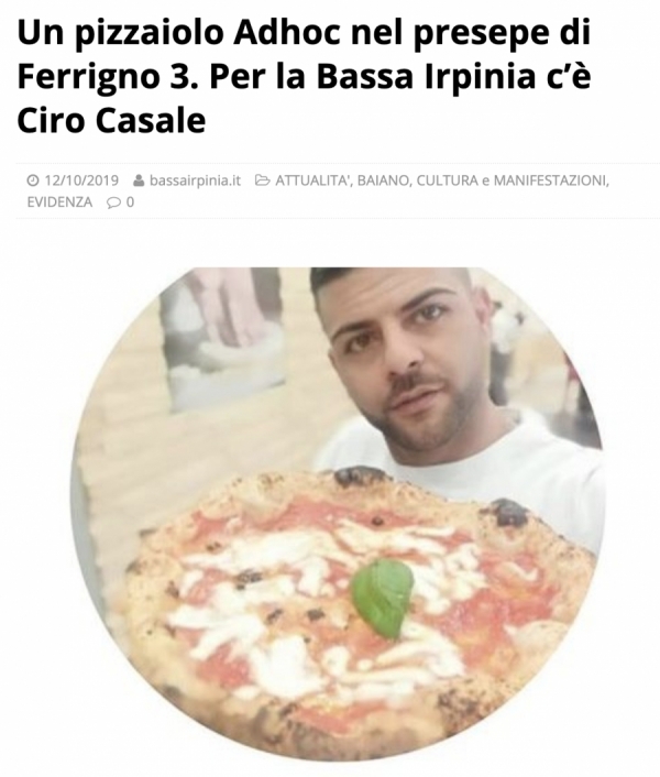 Un pizzaiolo Adhoc nel presepe di Ferrigno 3. Per la Bassa Irpinia c’è Ciro Casale