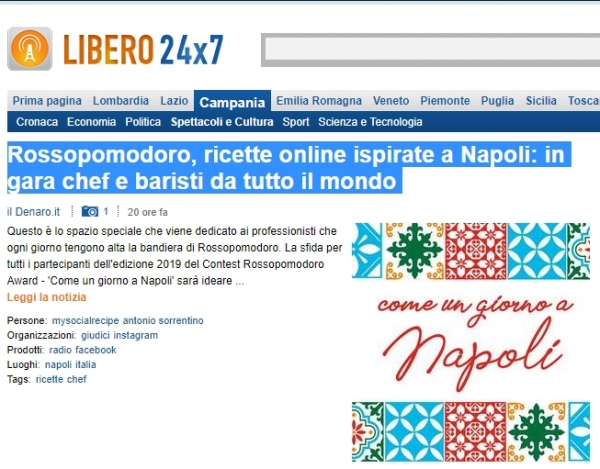 Rossopomodoro, ricette online ispirate a Napoli: in gara chef e baristi da tutto il mondo 