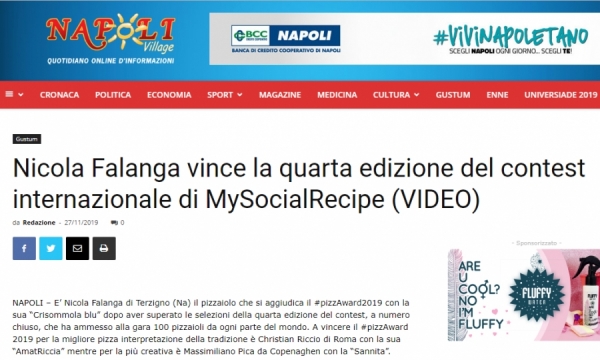 Nicola Falanga vince la quarta edizione del contest internazionale di MySocialRecipe 