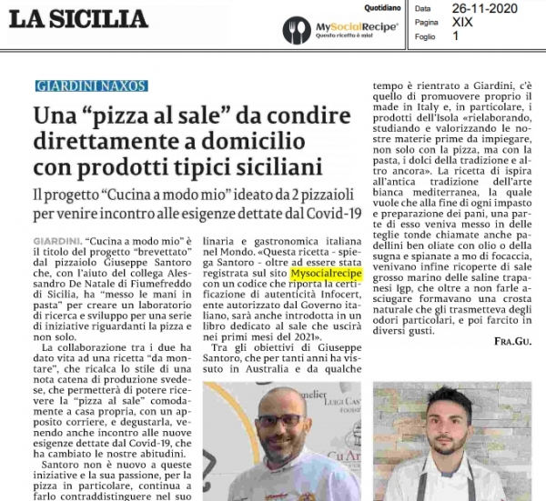 Una 'pizza al sale' da condire direttamente a domicilio con prodotti tipici siciliani. Il progetto 'Cucina a modo mio' ideato da 2 pizzaioli per venire incontro alle esigenze dettate dal Covid-19