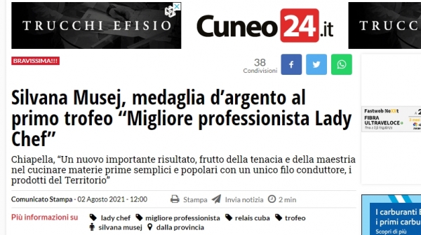 Silvana Musej, medaglia d’argento al primo trofeo “Migliore professionista Lady Chef”