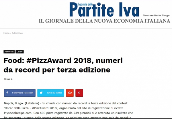 Food: #PizzAward 2018, numeri da record per terza edizione