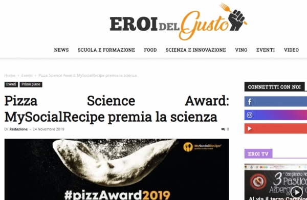 Pizza Science Award: MySocialRecipe premia la scienza