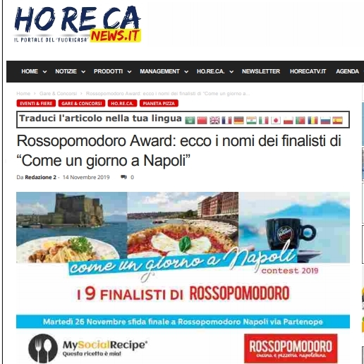 Rossopomodoro Award: ecco i nomi dei finalisti di “Come un giorno a Napoli”