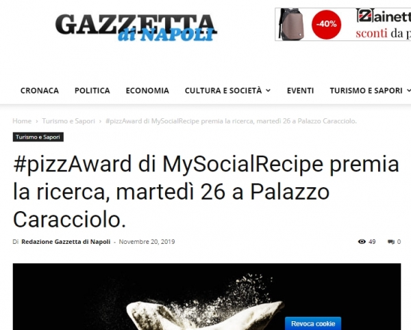 #pizzAward di MySocialRecipe premia la ricerca, martedì 26 a Palazzo Caracciolo.