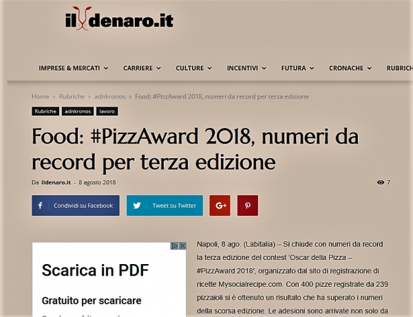 Food: #PizzAward 2018, numeri da record per terza edizione