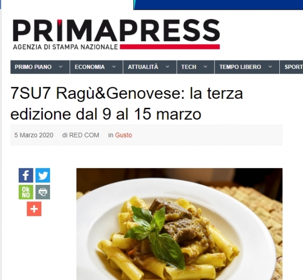 7SU7 Ragù&Genovese: la terza edizione dal 9 al 15 marzo
