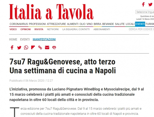 7su7 Ragu&Genovese, atto terzo Una settimana di cucina a Napoli