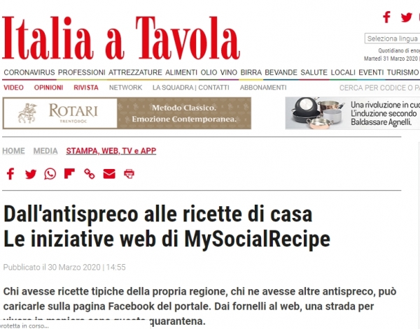 Dall'antispreco alle ricette di casa, le iniziative web di MySocialRecipe