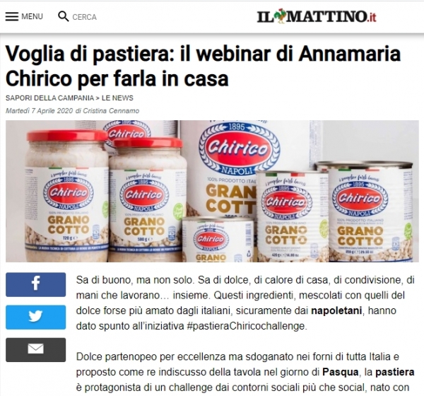 Voglia di pastiera: il webinar di Annamaria Chirico per farla in casa