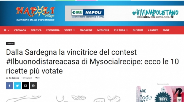 Dalla Sardegna la vincitrice del contest #Ilbuonodistareacasa di Mysocialrecipe: ecco le 10 ricette più votate