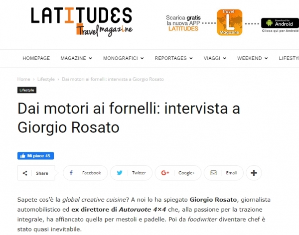 Dai motori ai fornelli: intervista a Giorgio Rosato