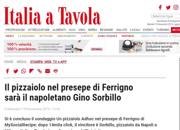 Il pizzaiolo nel presepe di Ferrigno sarà il napoletano Gino Sorbillo