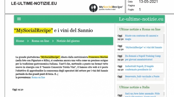 MySocialRecipe e i vini del Sannio